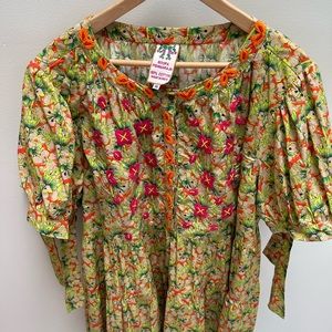 Anthropologie cotton beaded embroidered dress